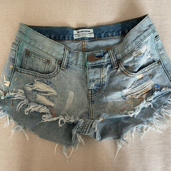 ONE X ONETEASPOON DENIM MINI SHORTS - Picture 2 of 7